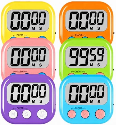 ZILLEEN Digital Kitchen Classroom Timers for Kids Cooking 6pcs MulticolorB