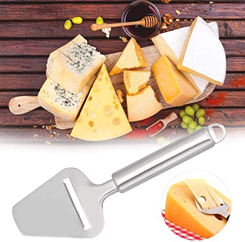Stainless Steel Cheese Slicer with Long Handle, Heavy Duty Plane Cutting Tool for Semi-Soft and Semi-Hard Cheese, Silver