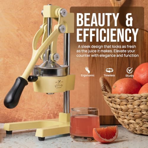 Zulay Kitchen Cast Iron Juicer - Heavy Duty Orange Juicer with Detachable Strainers for Easy Cleaning, Citrus Press for Citrus Fruits, Perfect for Bartenders, Juice Lovers & Health Enthusiasts