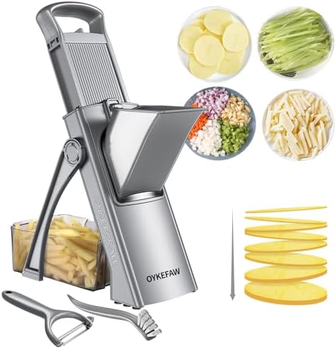 Safe Mandoline Slicer for Kitchen, 6 in 1 Vegetable Chopper, Potato Slicer
