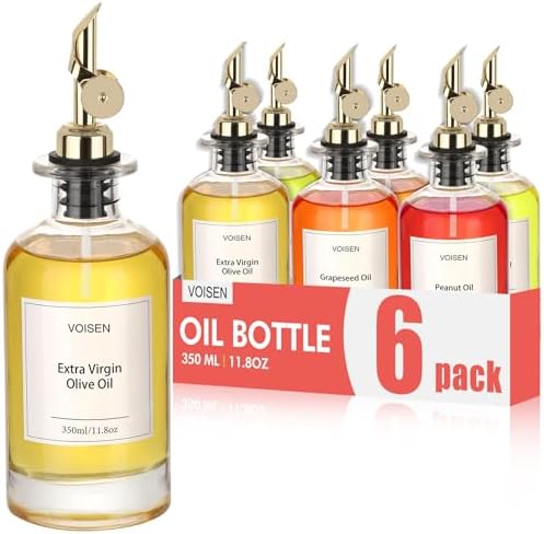 VOISEN Olive Oil Dispenser Bottle for Kitchen, Glass Oil Bottle Set of 6