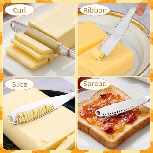Butter & Cheese Slice Cutter - Stainless Steel Multipurpose Butter and Cheese Cutter Slicer for Evenly Slicing Butter Blocks, Cheeses, Eggs, Non-Stick，Compact & Portable for Home, BBQ, Camping