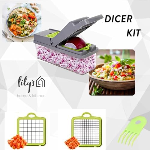Lily`s Home & Kitchen Pro-Series 16-in-1 VegetableChopper, Mandoline Slicer, Veggie Chopper, Food Chopper with Container, Vegetable Cutter, Onion, slicer (Home Essential Gadget & Kitchen)