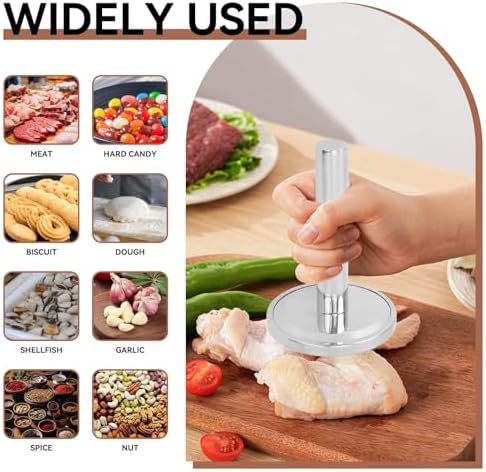 Meat Pounder Flattener, Meat Mallet Pounder Stainless Steel Meat Mallet Hammer Tenderizer Chicken Pounder Mallet Flattener Tool for Steak Beef Chicken Pork