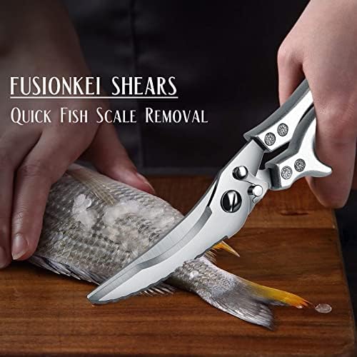 Poultry Shears - Heavy Duty, Stainless Steel, with Leather Sheath