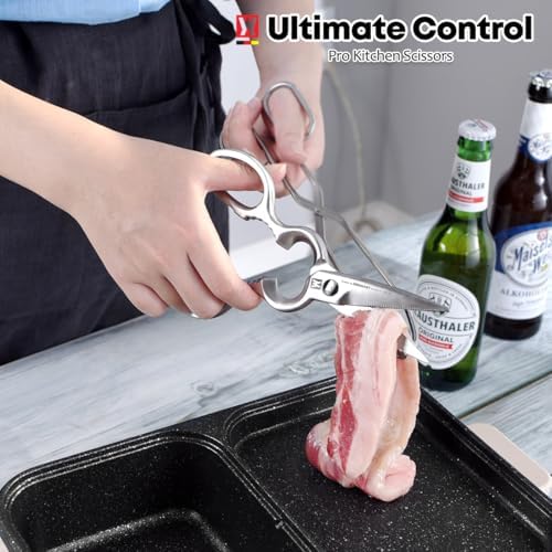 WAGENSTEIGER Kitchen Scissors, Multi-function Dishwasher Safe SUS403 Stainless Steel, Forged, Come Apart, Utility Shears, All Purpose for Cutting Food, Meat, Vegetable, Nutcracker (Food Scissors 1604)