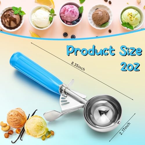 Reallnaive 1 Pcs Ice Cream Scooper with Trigger, 2 oz, Blue