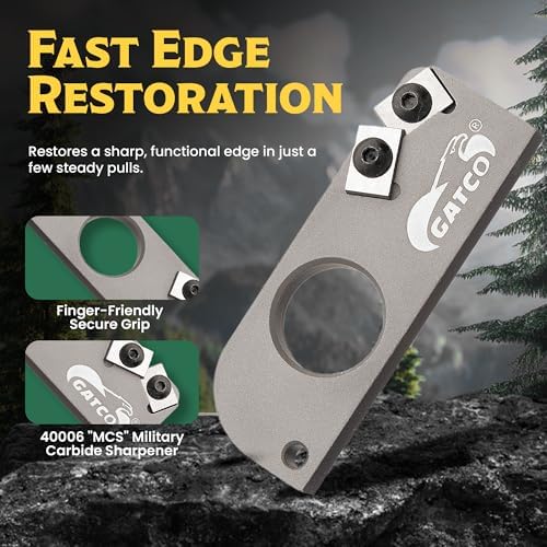 GATCO MCS Military Carbide Sharpener – Manual Pocket Knife Sharpener with 40° Carbide Blades – Compact Handheld Sharpening Tool for Field, Hunting & Outdoor Use – Durable, Lightweight, Portable Design