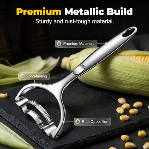 Corn Peeler off the Cob,Stainless Steel Corn on the Cob Stripper Tool,Corn Peeler for Corn on the Cob, Corn Kernel Remover for Sweet Corn Cutter, Corn Remover Kitchen Tools (3)