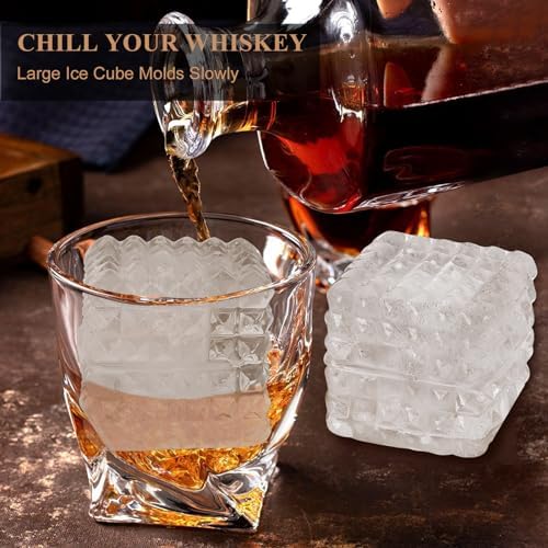 2-Inch Whiskey Ice Cubes Mold,Large Square Ice Cube Mold, Silicone