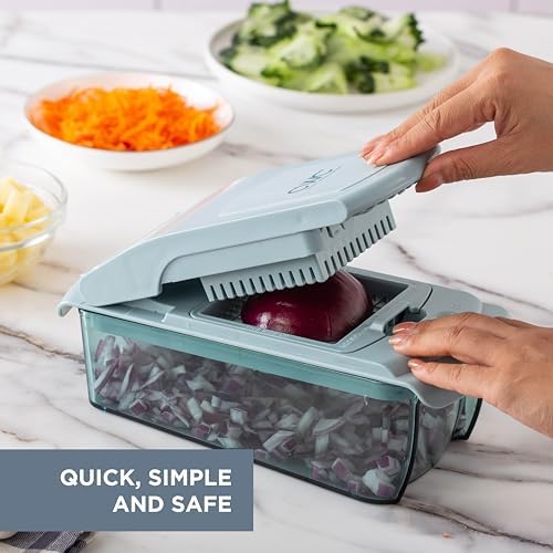 Cook with Color Vegetable Chopper - Multifunctional 11 in 1 Vegetable Chopper with Container - Food Chopper to Dice, Chop, Slice, Julienne and Spiralize, Blue
