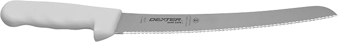 Sani-Safe S147-10SC-PCP 10" White Scalloped Bread Knife with Polypropylene Handle, Multicolor
