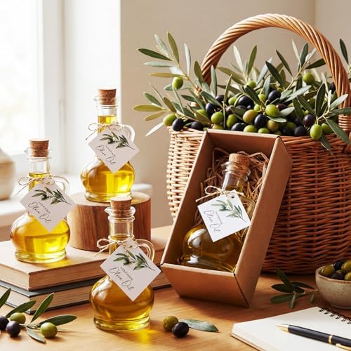 Vesici 20 Set 8.5 oz Mini Olive Oil Glass Bottle with Stopper, Party Favors