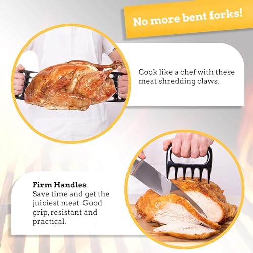 Mountain Grillers Meat Claws - Pulled Pork Shredder Tools for BBQ - Bear Claws for Shredding Meat on Grill, Smoker, or Barbecue - Heavy Duty Grilling Accessories - Pack of 2, Black