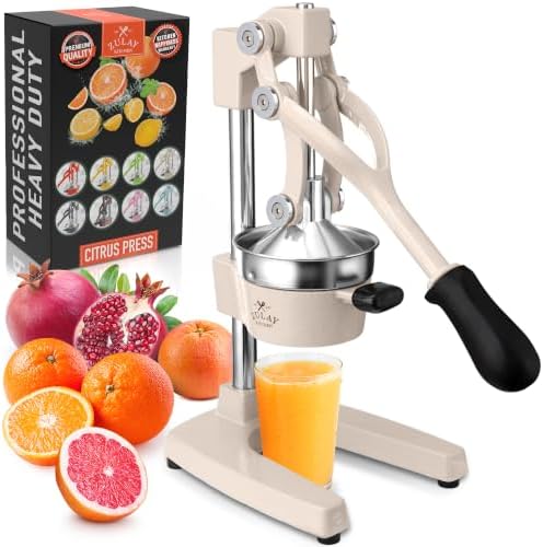 Zulay Kitchen Cast Iron Juicer - Heavy Duty Orange Juicer with Detachable Strainers for Easy Cleaning, Citrus Press for Citrus Fruits, Perfect for Bartenders, Juice Lovers & Health Enthusiasts
