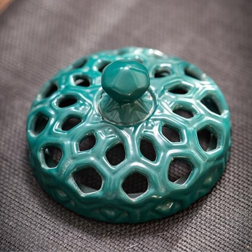 Retro Garlic Keeper for Counter Ventilated Ceramic Cutout Lid Garlic Holder Keep Garlic Fresh Garlic Container(Color:Black)