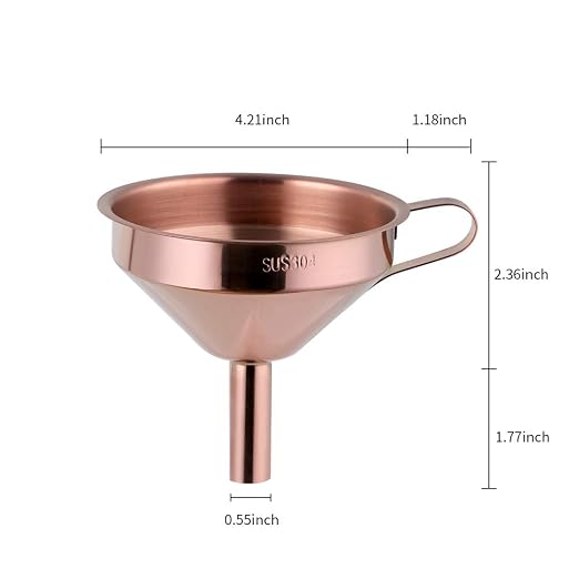 Buyer Star 2PCS Funnel with Detachable Filter,18/8（304） Stainless Steel, Food Grade Metal Kitchen Funnels (Rose Gold)