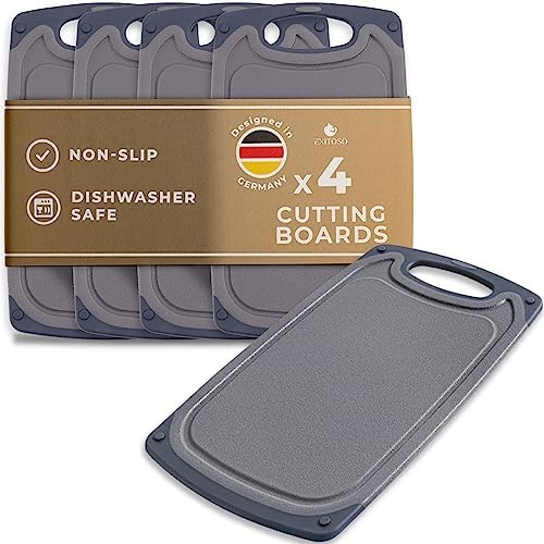 Exitoso Small Cutting Board Set of 4 - Cutting Boards for Kitchen Dishwasher Safe - Non Slip Plastic Cutting Board with Juice Groove - Small Plastic Cutting Boards For Kitchen Essentials