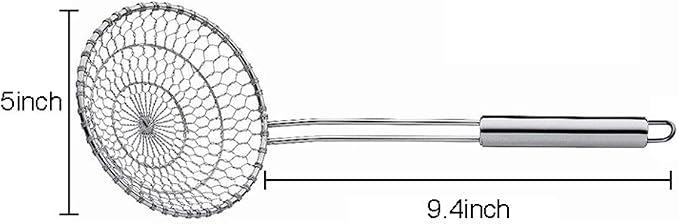 Stainless Steel Spider Strainer Skimmer Ladle for Cooking and Frying, 13.7 Inch length Skimmer Strainer