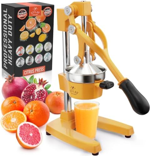 Zulay Kitchen Cast Iron Juicer - Heavy Duty Orange Juicer with Detachable Strainers for Easy Cleaning, Citrus Press for Citrus Fruits, Perfect for Bartenders, Juice Lovers & Health Enthusiasts