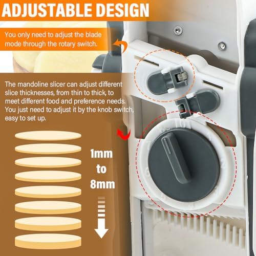 Safe Mandoline Slicer for Kitchen, Potato Slicer Cucumber Slicers with Peeler, Thickness Adjustable Vegetable Food Slicers, Vertical Kitchen Faster Cutter Artifact