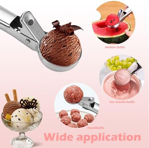 Ice Cream Scoop:7 inches Small Ice Cream Scoopers Stainless Steel with Trigger and Comfortable Handle,Perfect for Frozen Yogurt, Gelatos, Sundaes, Easy Clean Spoon Dishwasher Safe, Silver