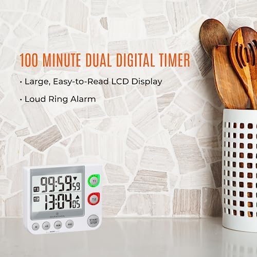 MARATHON Dual Digital Timer, 100-Hour Count Up/Down, Large Display, White