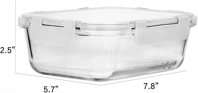 M MCIRCO 8 Pack,30 oz Glass Food Storage Containers with Lids, White | Glass Meal Prep Containers,Airtight Lunch Containers with Lids, Microwave, Oven, Freezer and Dishwasher Friendly, BPA Free