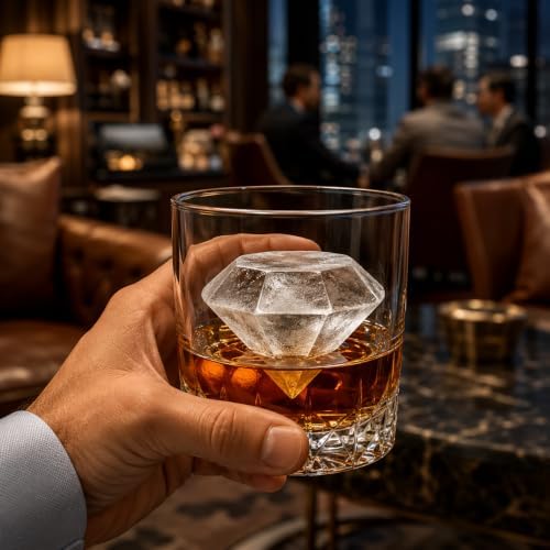 Diamond Ice Molds for Whiskey 4-Pack Makes 2.3in Large Shaped Ice Cubes