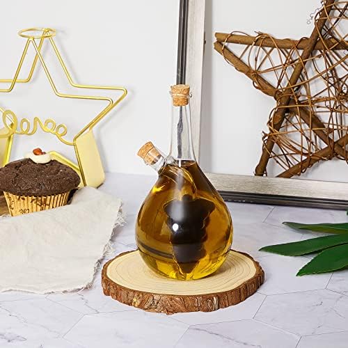 Suclain 2 Pcs Oil and Vinegar Dispenser, 2 in 1 Glass Olive Oil and Vinegar Cruet Dispenser Bottle, Olive Soy Sauce Dispenser Double Pourer Spout, Kitchen Cooking Container(Modern)