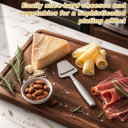 2pcs Stainless Steel Cheese Slicer, One-Piece Design Cheese Shaver Peeler Knife Plane, Multi-Functional Butter Cutter Tool for Block Cheeses Semi-Hard/Hard Butter Vegetables Kitchen Use