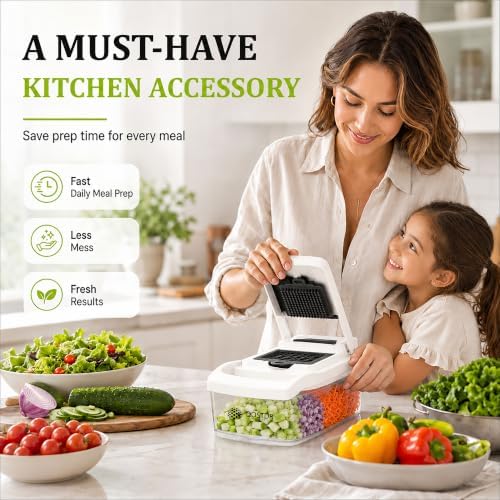 Premium Vegetable Chopper with Container High Grade Stainless Steel & ABS