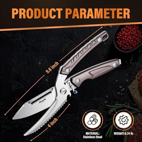 Huusk Heavy Duty Poultry Scissors - Kitchen Scissor for Food Brown