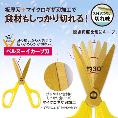 Plus 35-206 Kitchen Scissors, FitCut Curve, Washable, Titanium, Paprika Yellow
