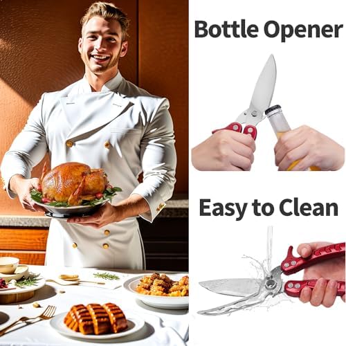 Heavy Duty Poultry Shears Scissors,Kitchen Shears for food Heavy Duty,Kitchen Scissors All Purpose,Chicken,Fish,Meat,Easily Separable for Thorough Cleaning,Dishwasher Safe.
