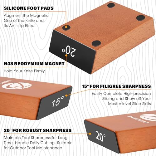 Rolling Knife Sharpener Kit, Kitchen Knife Sharpener Set, Knife Sharpening Tools, 15 & 20 Degree Sharpening for Kitchen Knives, Diamond and Ceramic Discs, Leather Strop, Polishing Compound