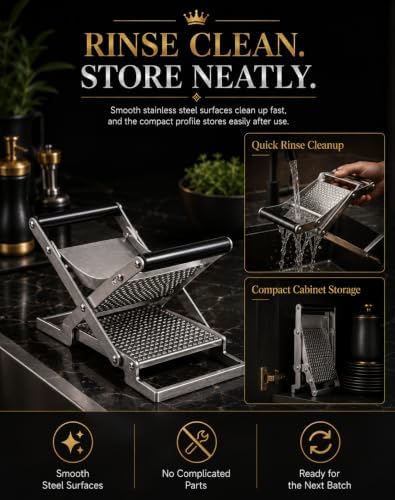 Manual Schnitzel Press Machine, Stainless Steel Clamp-On Meat Tenderizer & Chicken Cutlet Flattener for Beef, Pork, Steak and Patty Prep