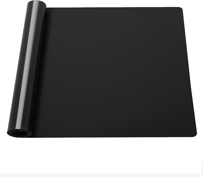Food-Grade Silicone mat，2MM Extra Thick Silicone Mats for Kitchen Counter, 25.6" x17.7" Non-Slip Waterproof Large Countertop Protector Mat, Heat Resistant Mat, Silicone Placemat (Black)