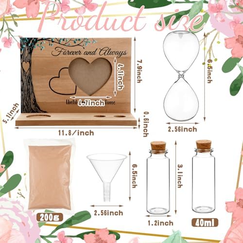 Sliner Unity Sand Ceremony Kit Unity Hour Glass for Wedding, 5 Pcs, Classic