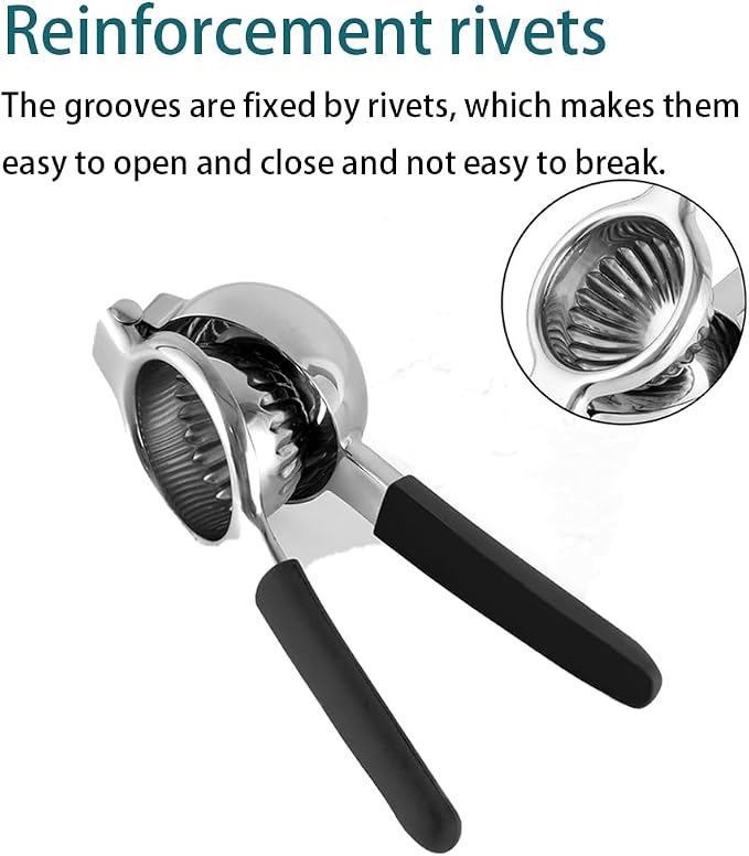 Stainless Steel Lemon Squeezer,-Silicone Handles, Hand Held Lime Squeezer for Lemons, Limes & Oranges, Ergonomic Non-Slip Design, Suitable for Kitchen, Outdoor, Bar Lemon Squeezer