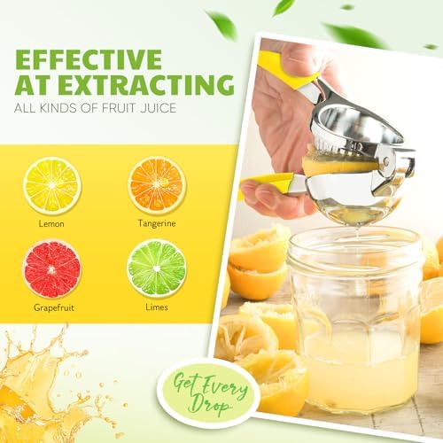 Lemon Squeezer Extra Large, Lemon Squeezer Juicer Stainless Steel, Heavy Duty Manual Citrus Juicer Hand Press, Kitchen Tools Lime Squeezer Bar Tool, Easy to Clean Metal Lemon Hand Press