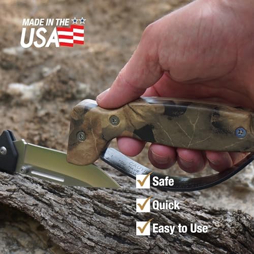 AccuSharp Knife Sharpener, Ergonomic Comfortable Handle, Compact & Easy to Use, Restore and Hone Straight & Serrated Knives, Camo