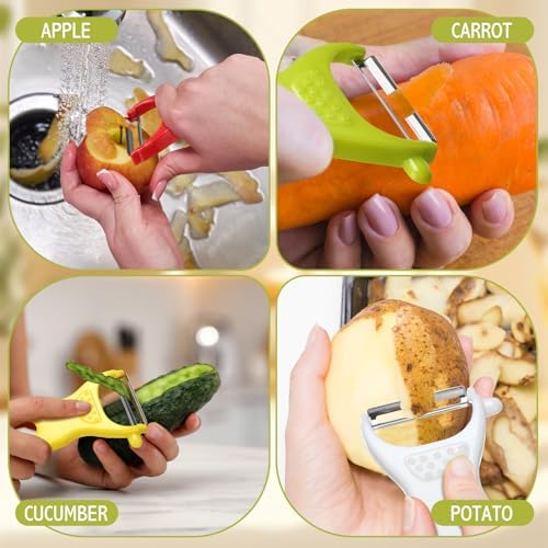 20 Pack Vegetable Peeler Bulk with Sharp Blade, 5 Colors Potato Peelers for Kitchen, Dual Blade Y Peeler with Ergonomic Grip for Potatoes Carrots Fruit, Peeling Tools for Kitchen Restaurant