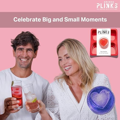 DRINKSPLINKS Red Heart Shaped Ice Cube Tray. Large Heart Ice Mold.