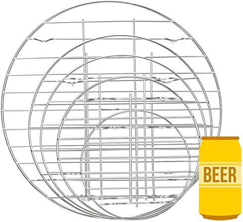 Patelai 5 Pieces Round Cooling Rack Circular Wire Rack 12/10 / 9/7 / 6 Stainless Steel Round Baking and Cooling Steaming Cake Rack