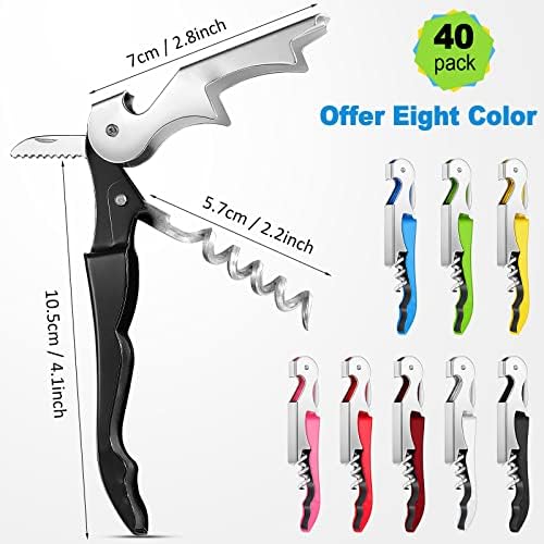 Honoson 40 Pieces Wine Opener Bulk Corkscrew Bottle Wine Key, Fresh Colors