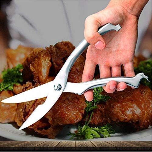 Poultry Shears, Heavy Duty Stainless Steel Kitchen Shears Premium Spring Loaded Food Scissors with Non-slip Handle and Safety Lock, for Cutting Bone, Chicken, Meat, Fish, Seafood, Vegetables