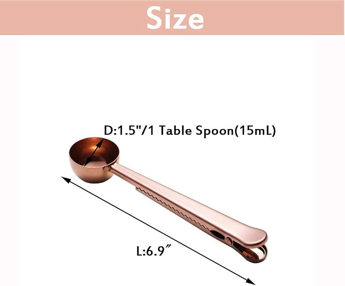 10 PCS Coffee Scoop with Clip,2 in 1 Stainless Steel 1 tbsp Ground Measuring Spoon with Bag Clip for Coffee Tea/Pet Food/Protein Powder
