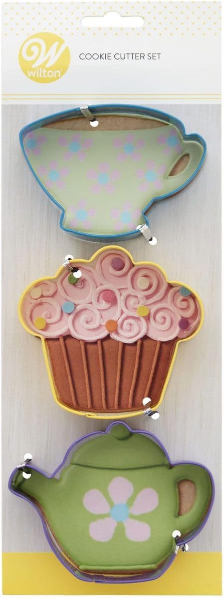 Wilton Tea Party Colored Metal Cutter Set, 3-Piece
