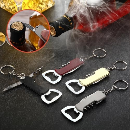 Ziliny 24 Pcs Wine Bottle Opener Keychains Bulk Corkscrew, Mix Color